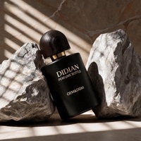 Flacon de parfum en verre noir brillant rond de luxe de 30 ml, 50 ml, 100 ml, flacon de parfum avec couvercle en bois luxueux