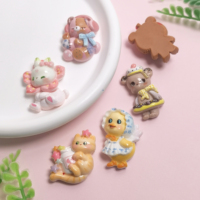 100 pièces de décorations en résine d'animaux de dessin animé mignons, ours, canard, pour l'artisanat, le scrapbooking, la fabrication de bijoux, les accessoires pour coques de téléphone