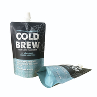 Pochette Doypack Personnalisée Blanche et Noire 250ml avec Bec Verseur en Aluminium et Plastique pour Café, Lait et Liquides