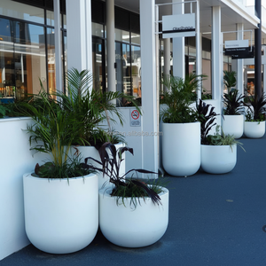 UV Protected Durable Luxury <b>White</b> Round Fiberglass Planter Floor Hotel Corridor Flower <b>Pot</b> Decor Vase - Product Image 1