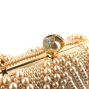Amiqi HM14 Handmade Luxury Pearl <strong>Clutch</strong> <strong>Bags</strong> Women Purse Diamond Chain White Evening <strong>Bags</strong> <strong>for</strong> Party <strong>Wedding</strong> - Product Image 2