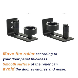Kit de Herrajes para Puerta <span class=keywords><strong>Corredera</strong></span> de Granero de Madera Ajustable RHETECH, Guía de Suelo Deslizante Negra para Interiores, Acero Duradero Rústico - Product Image 4