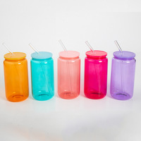 Verres à boire transparents colorés personnalisés de 16 oz pour la sublimation, en forme de canette, pour café, vente en gros 2026