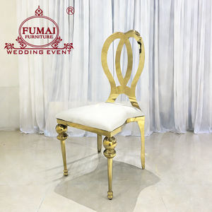 Chaise empilable en acier inoxydable doré pour mariage, banquet et salle à manger, dossier croisé en X - Product Image 2