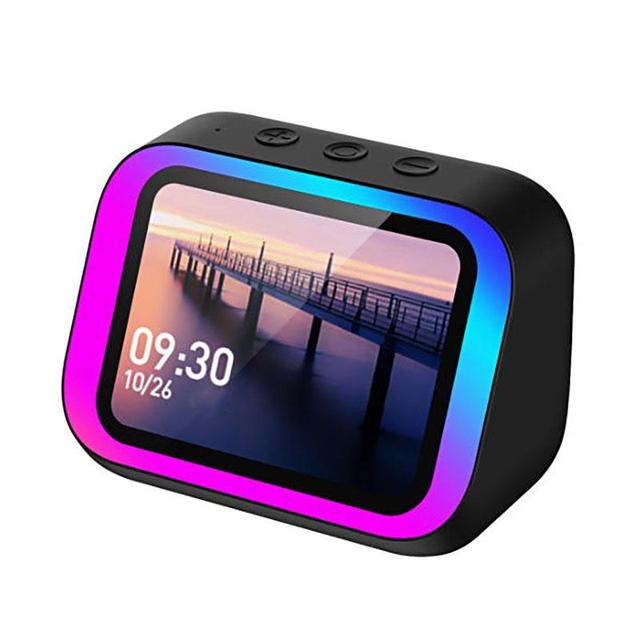 AI Voice Assistant BT Speaker With RGB Color Lighting Alarm Clock LED Screen Weather Clock Display Electronic Speaker