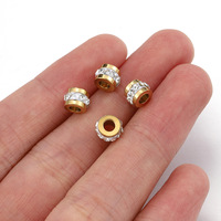 Perles entretoises à grand trou en acier inoxydable avec strass, plaquées or 18 carats, pour bracelets, perles lâches, accessoires de bijoux DIY