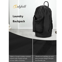 Sac à linge pliable en tissu polyester durable avec bretelles et poche en filet, panier à linge de salle de bain avec cordon de serrage