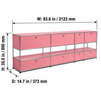 Buffet Modulaire Contemporain Rose en Métal à Quatre Compartiments, Meuble de Rangement Chromé pour Disques Vinyles, Écologique