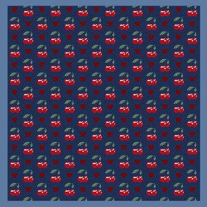 Écharpe carrée en polyester à imprimé cerises et cœurs, 70*70 cm, pour un usage quotidien décontracté et polyvalent - Product Image 1