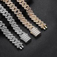 Chaîne cubaine Miami Hip Hop 15 mm pour homme, style tendance, entièrement sertie de diamants, plaqué or 18 carats, collier nez de cochon, bijoux pour femme