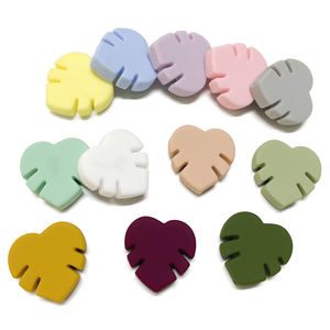 New Customized DIY <b>Leaves</b> Food Grade Non-Toxic Silicone Focal Beads <b>Light</b> Cute Cartoon Design for Pen - Product Image 1