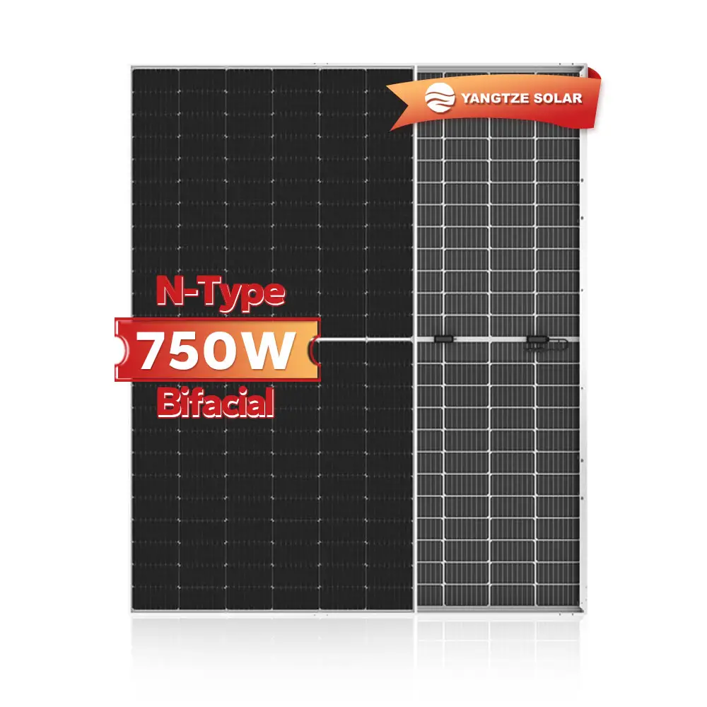 Panel tenaga surya dua wajah 750w, kaca ganda teknologi tipe n 700w kualitas a