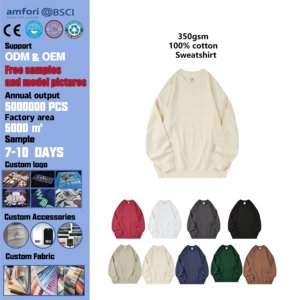 Felpa in Spugna di Cotone 100% da 350g <span class=keywords><strong>con</strong></span> Logo Personalizzabile Stampato in Serigrafia ed Etichetta Personalizzata - Product Image 1