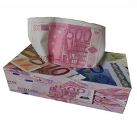 Boîte de mouchoirs en papier Euro Banknote, vente en gros, personnalisable, pour usage domestique, 3 plis, en pâte de bois vierge, ultra doux