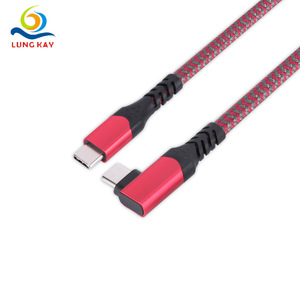 Lung Kay Type C Data <b>Cable</b> 0.5m Nylon Braided Red 90 Degree Angle High Speed Transmission <b>For</b> Phone <b>Computer</b> Power Bank - Product Image 1