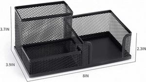 Organizador de Escritorio de Malla, Porta Suministros de Oficina con Porta Lápices y 3 Compartimentos, Cestas de Almacenamiento para Accesorios de Escritorio - Product Image 4