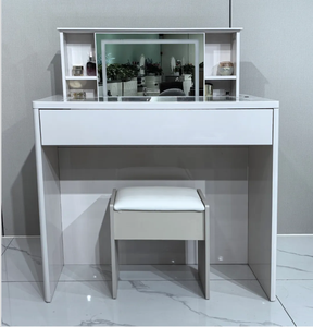 Ensemble de commode à hauteur réglable commandée par la voix avec miroir et éclairage LED, meubles de chambre à coucher avec bureau à hauteur réglable - Product Image 2
