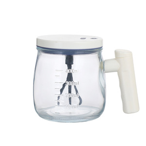 Mousseur à lait électrique en verre avec couvercle, 400 ml, rechargeable, pour mélanger le café et la poudre de lait - Product Image 1