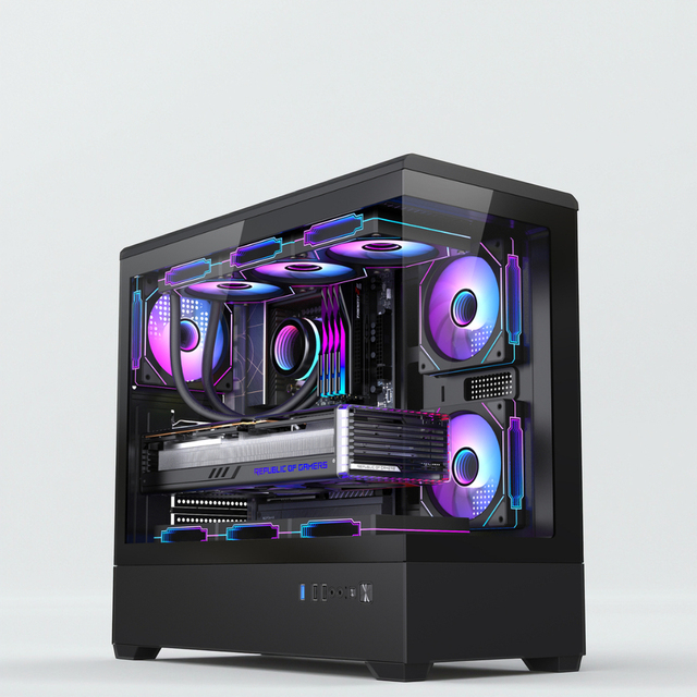 OEM  Black White Tempered Glass Computer Cases & Towers E ATX Computer Case Gaming PC Case Gaming Desk PC Cabinet