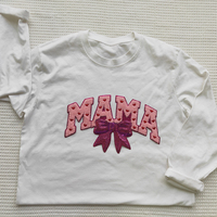 Fête des mères personnalisé Mama Chenille PVC écologique broderie fer sur patchs avec grand nœud à paillettes et paillettes pour vêtements