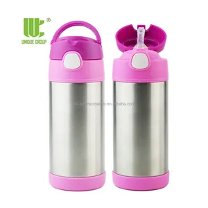 Vacuum Insulated Water Bottle with Straw Hided Handle OEM Service Food Grade Stainless Steel Wholesale Kids 12oz Custom Color