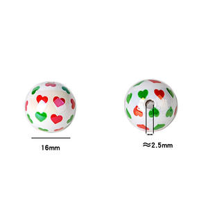 Collar grueso de cuentas de corazón de acrílico UV AB de 16 mm con estampado sólido de colores mixtos y la inscripción 'Love You' para el Día de San Valentín, para joyería y bolígrafos, MOQ bajo - Product Image 2