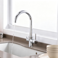 Robinet mélangeur chromé à double poignée avec cartouche céramique pour système de filtration RO de cuisine, eau chaude/froide et refroidisseur de soda - Vente chaude