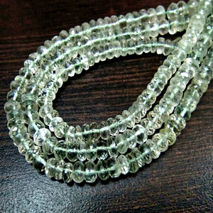 Cuentas facetadas de amatista verde natural de la mejor calidad, tamaño de 6-8 mm, hilo de cuentas de amatista verde de 8 pulgadas de largo, cuentas graduadas. - Product Image 1
