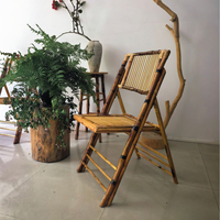 Chaise pliante rétro en bambou et rotin, portable pour le rangement, chaise pour mariage et banquet, ensemble de chaises pour table de salle à manger, maison et cour.