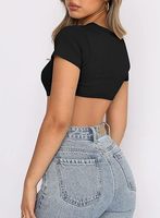 Nouveauté, haut court personnalisé pour femme, col rond, manches courtes, streetwear, t-shirt basique, style Y2K, chemisier léger
