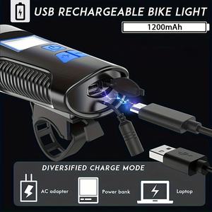 Lumière de vélo rechargeable étanche <span class=keywords><strong>BrightStar</strong></span>-Améliorez votre conduite avec compteur de vitesse et odomètre intégrés pour la lumière de photographie - Product Image 6