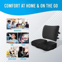 Coussin de Siège en Mousse à Mémoire de Forme et Oreiller de Soutien Lombaire Ergonomique pour Chaise de Bureau, Voiture, Voyage – Soulage les Douleurs au Bas du Dos