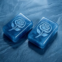 Jeu de Mahjong en résine translucide bleu glacé marbré avec marquages directionnels E/N/S/W – Jeu de société familial