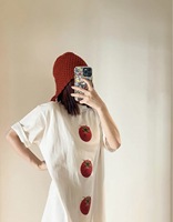 Robe t-shirt à imprimé graphique de tomates, coupe ample, manches courtes, décontractée, pour femme