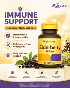 Cápsulas de Saúco Negro Original Logo Elderberry 400 Mg, Suplementos Naturales de Extracto de Saúco con Vitamina C - Product Image 5