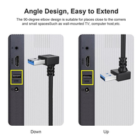 LUNG KAY 1M 90-Grad-USB-3.0-Verlängerungskabel, schnelles Laden, 5 Gbit/s Datenübertragung, rechtwinkliges AM/AF-Stecker-auf-Buchse-USB-Verlängerungskabel