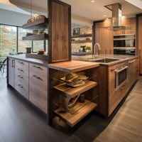 Armoires de cuisine modulaires en bois massif de style design moderne minimaliste avec îlot attrayant