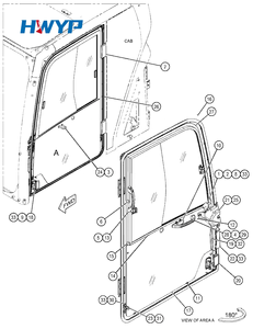 Pare-brise avant, vitres des portes et toit en verre pour excavatrices Kobelco SK130-8, SK140-8, SK200-8, SK210-8 - Product Image 5