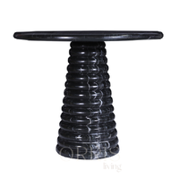 Table à manger sur pieds sculpturale moderne, faite à la main, durable, avec plateau en marbre naturel, base côtelée, couleur personnalisable, pour ferme, hôtel, maison