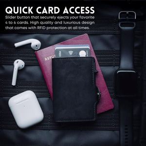 XD892 Custom Men PU Leather <b>Wallet</b> Designer Pop-Up <b>Metal</b> Aluminum Credit Card Holder RFID Shielding Safe Portefeuille Homme Cuir - Product Image 5