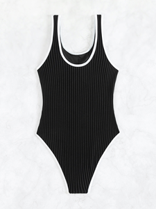 Traje de baño de una pieza adelgazante personalizado al por mayor 2025, traje de baño deportivo con barra lateral, mono sin espalda tipo camisola - Product Image 6