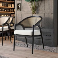 Chaise longue en bois de chaise de bras en bois de chêne solide de rotin à extrémité élevé pour diner