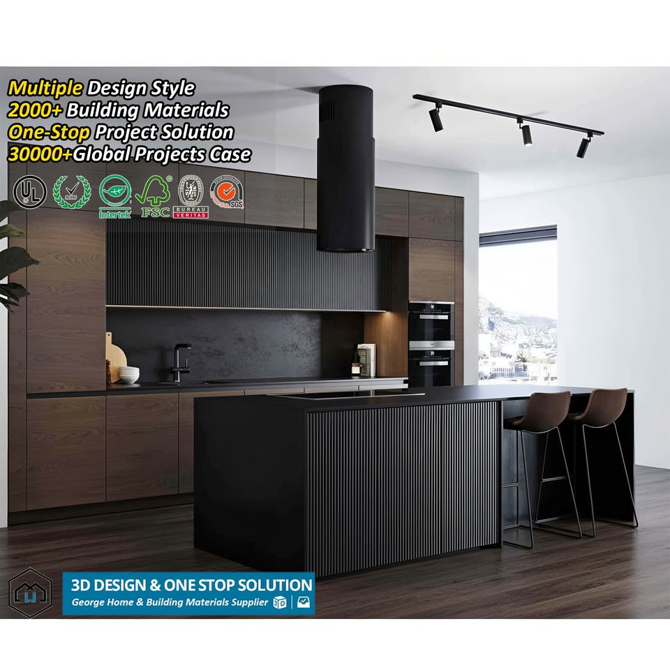 Solid Wood Modern Kitchen Cabinet with Modular Design MDF Door Panels ...