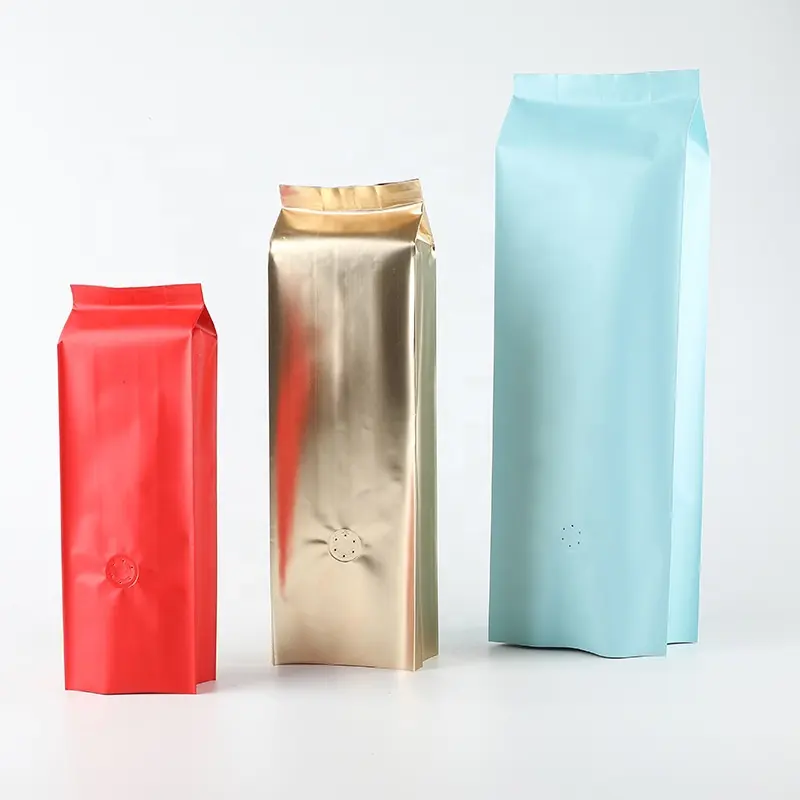 1.5kg 1kg 500g coffee packaging pouch bags for coffee blue gold white silver aluminium side gusset kraft paper red coffee bag