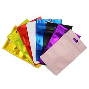 Custom Logo Hole Flat <b>Pouch</b> Three Side Seal Bag Matte Aluminum Foil Ziplock Bag Window Colorful 3 Side <b>Zip</b> Food Grade Milk - Product Image 1