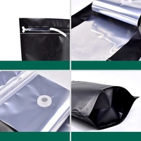 Sachets Doypack autoportants en plastique noir mat pour café avec fermeture éclair et valve