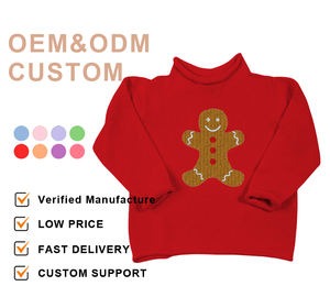 Vente en gros d'usine de pulls pour enfants Noël pain d'épice coton col roulé enfants vêtements d'hiver garçons <span class=keywords><strong>pull</strong></span> pour la famille personnalisé - Product Image 1