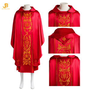 Chasuble rouge et violette OEM, vêtements liturgiques, surplis, <span class=keywords><strong>soutane</strong></span>, vêtement <span class=keywords><strong>de</strong></span> <span class=keywords><strong>prêtre</strong></span> catholique <span class=keywords><strong>à</strong></span> <span class=keywords><strong>vendre</strong></span> - Product Image 2