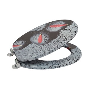 Asiento de inodoro redondo de MDF con estampado floral de mármol, cierre suave, bisagra de aleación de zinc con diseño de flor de ciruelo, liberación rápida, <span class=keywords><strong>tapa</strong></span> de inodoro para baño. - Product Image 6
