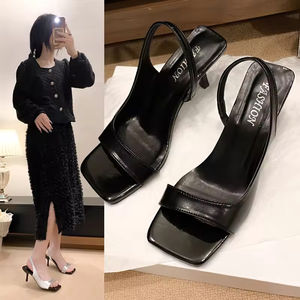 Sandales à talons ultra hauts pour femmes en cuir verni à bout ouvert avec bride, idéales pour l'été et les soirées sexy en boîte de nuit - Product Image 3